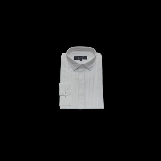 Leo & Zachary White Front Pleat Long-Sleeve Tuxedo Shirt