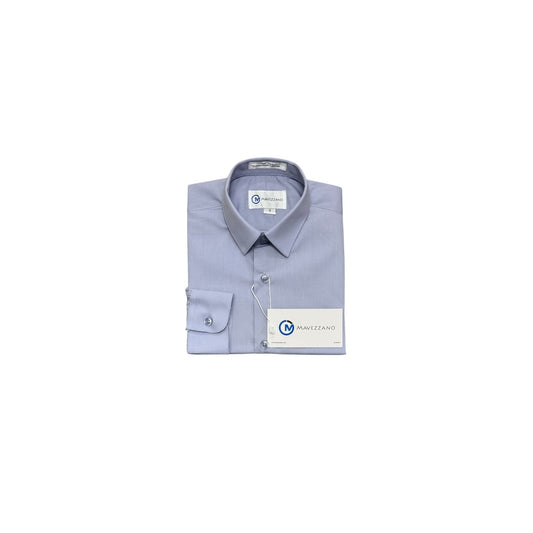 Mavezzano Modern Slim-Fit Long Sleeve Silver Dress Shirt