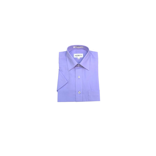 Boys Short Sleeve Regular Fit Lavender Dress Shirt