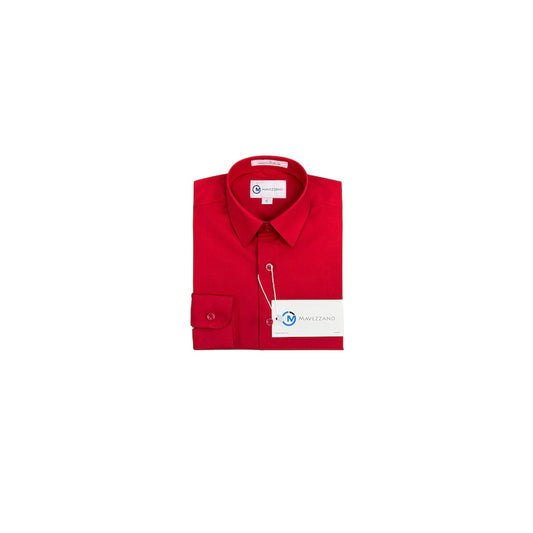 Mavezzano Modern Slim-Fit Long Sleeve Red Dress Shirt