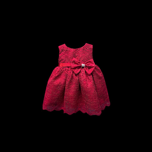 Red Lace Sequin Baby Dress w/ Headband