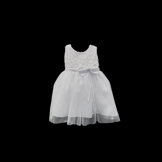 White Rosette Tulle Princess Baby Dress w/ Headband