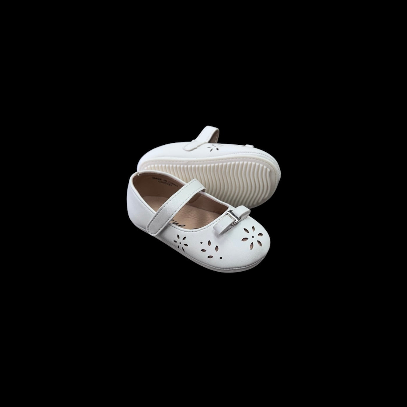 Jolene Baby White Ballerina Flat w/ Floral Cutout