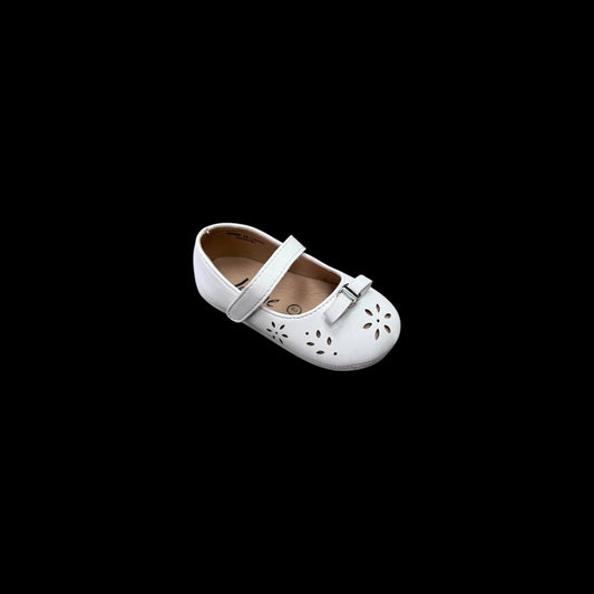 Jolene Baby White Ballerina Flat w/ Floral Cutout