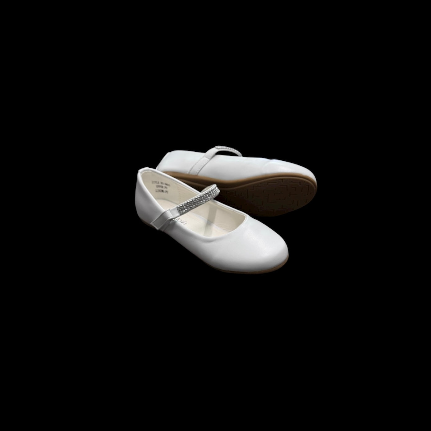 Fancy Kids Patent Leather White Flat w/ Rhinestone Strap