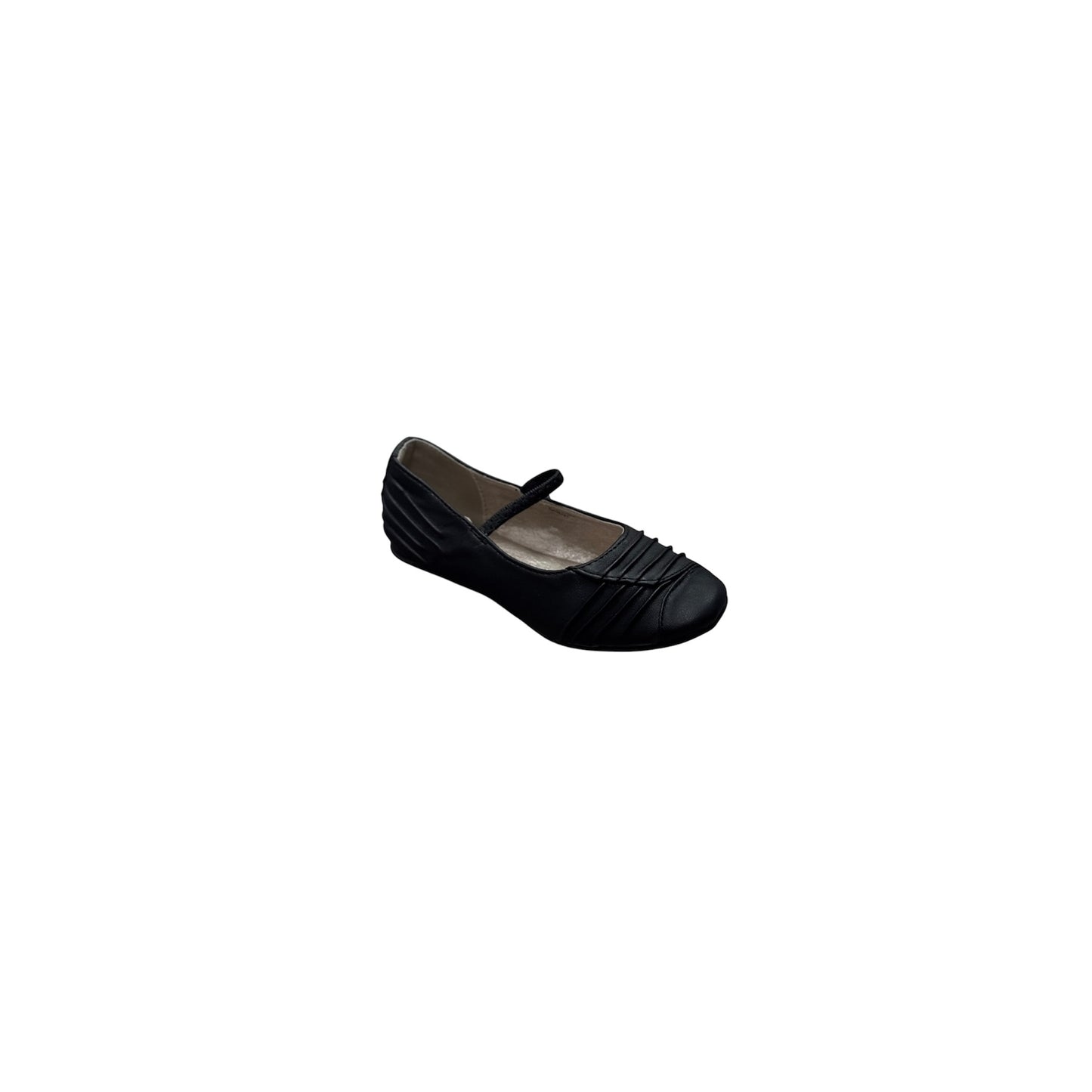 Jolene Classic Black Ruched Ballet Flats w/ Elastic Strap