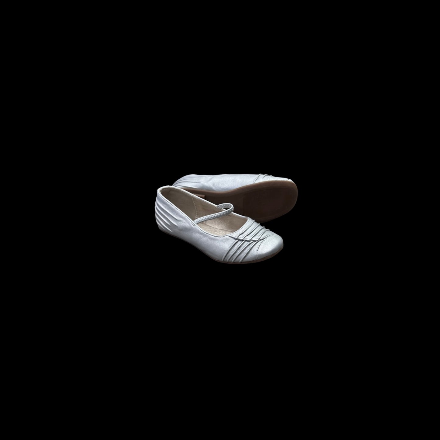 Jolene Classic Silver Ruched Ballet Flats w/ Elastic Strap