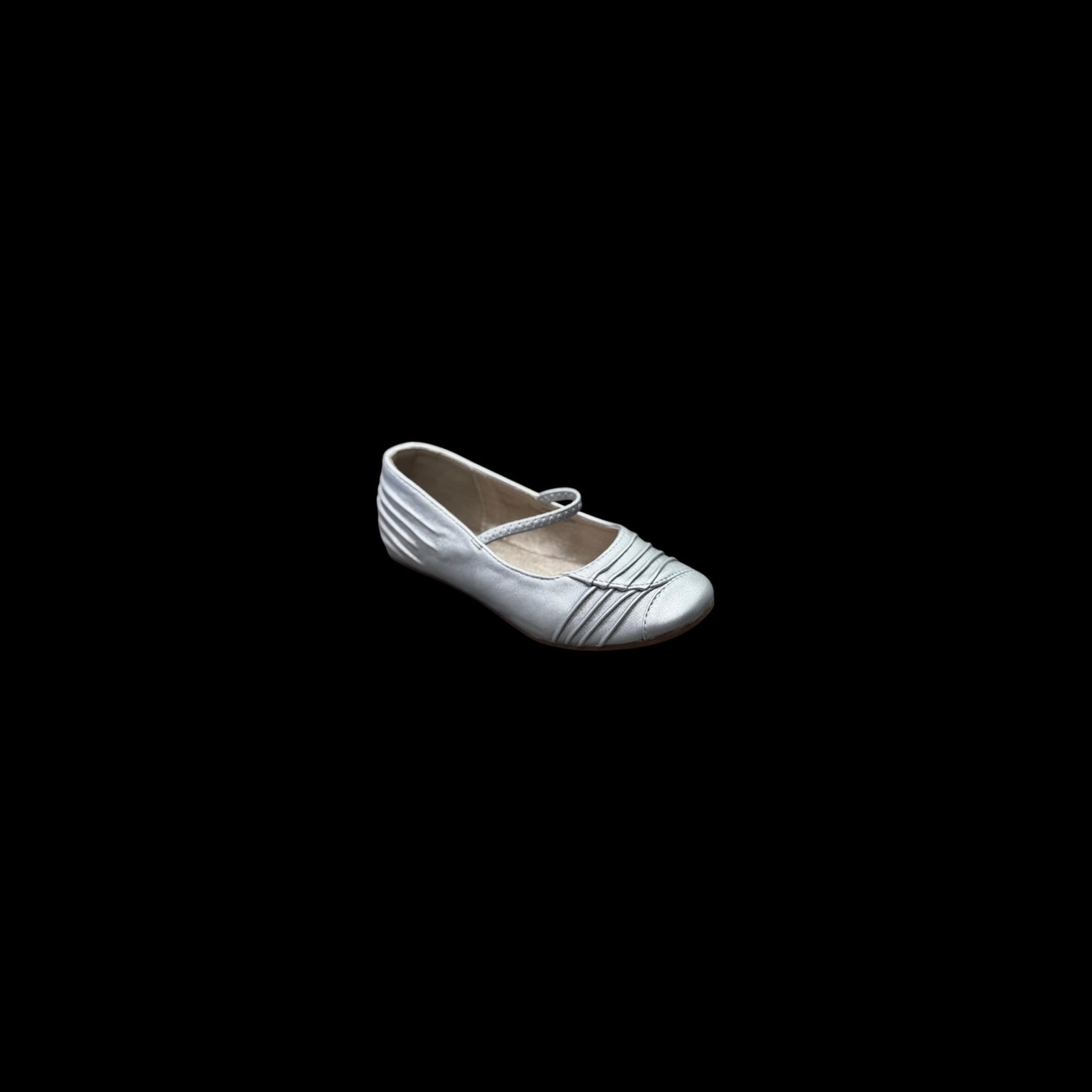 Jolene Classic Silver Ruched Ballet Flats w/ Elastic Strap