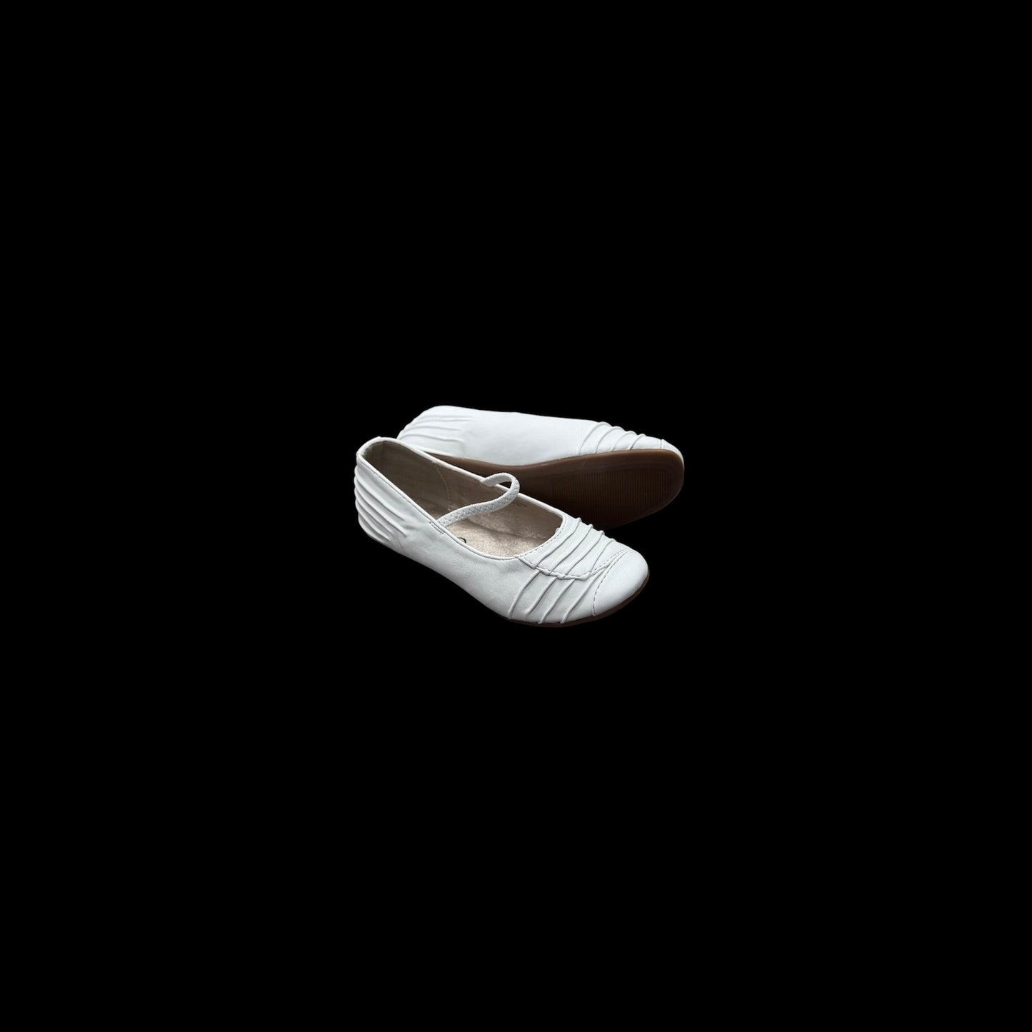 Jolene Classic White Ruched Ballet Flats w/ Elastic Strap