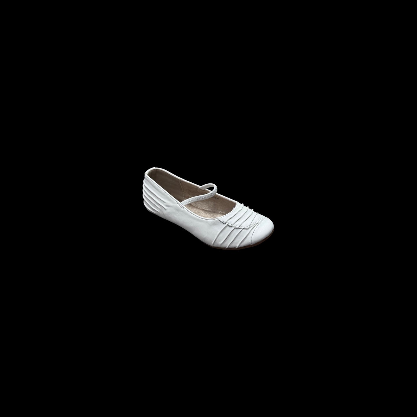 Jolene Classic White Ruched Ballet Flats w/ Elastic Strap