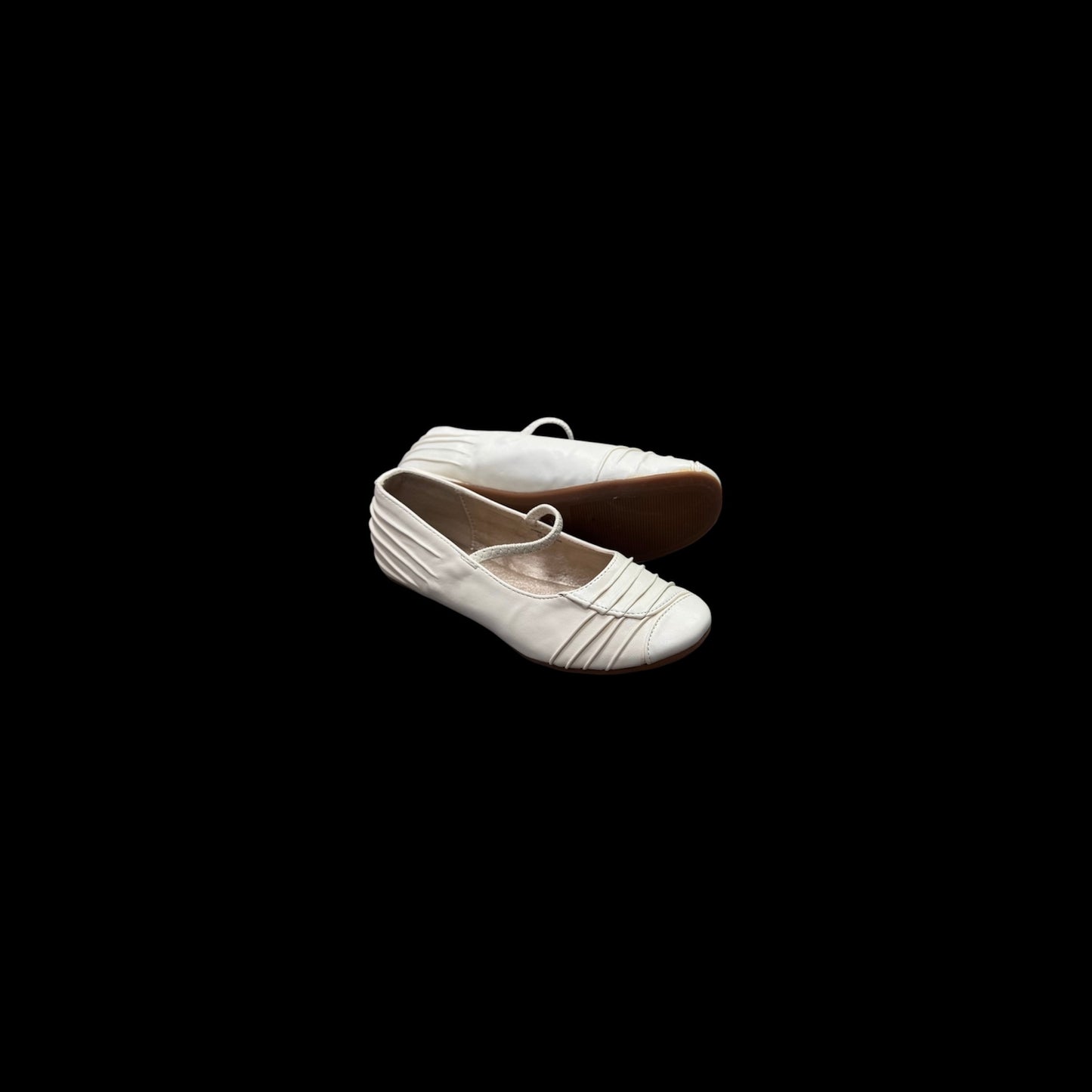 Jolene Classic Ivory Ruched Ballet Flats w/ Elastic Strap