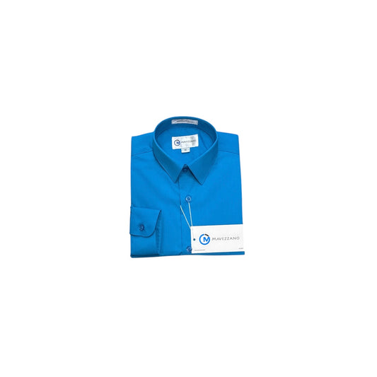 Mavezzano Modern Slim-Fit Long Sleeve Teal Dress Shirt
