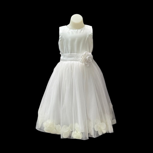 Ivory Flower Girl Dress w/ Ivory Tulle Floral Skirt