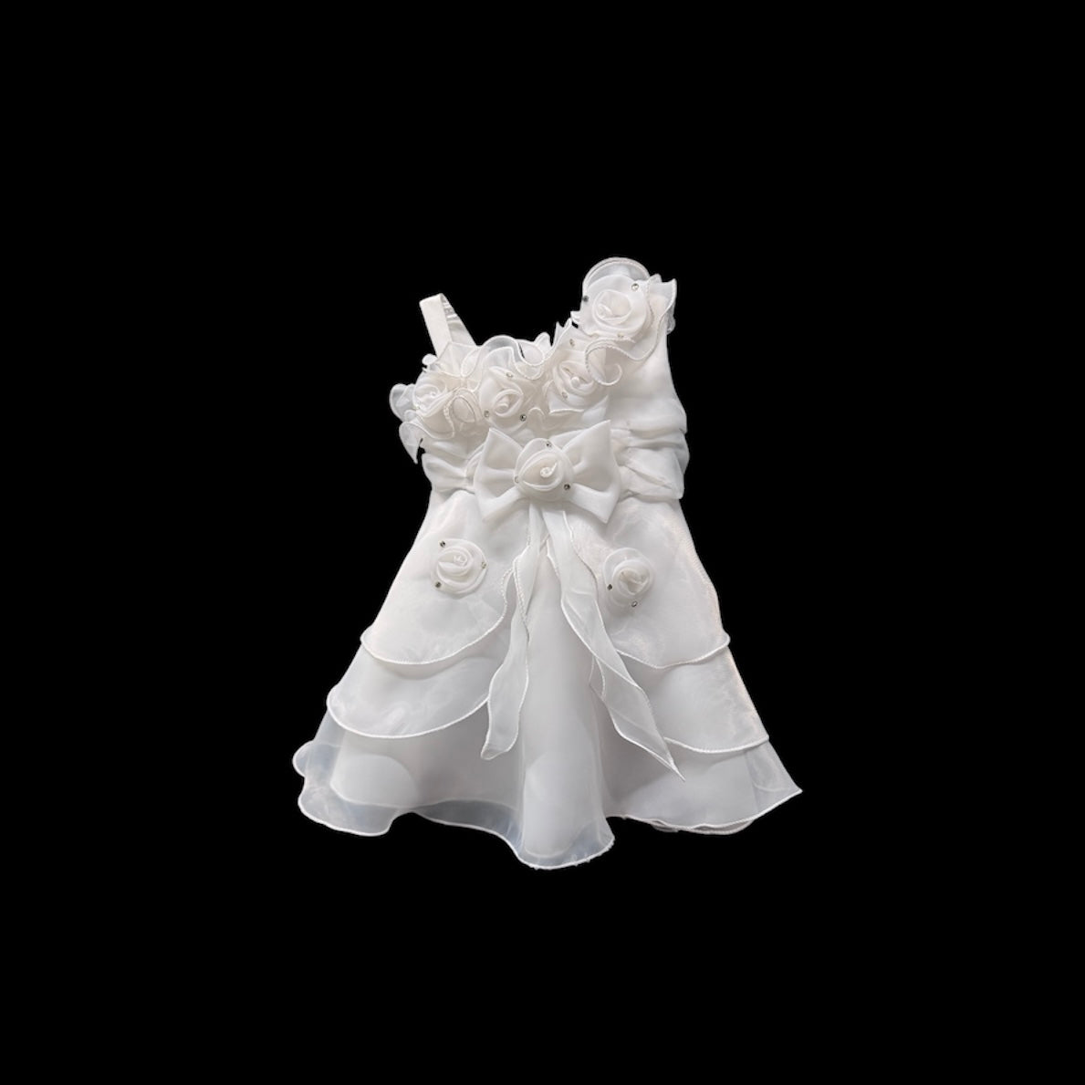 Sleeveless Baby White Dress w/ Rosette & Rhinestone Accents (20 months)