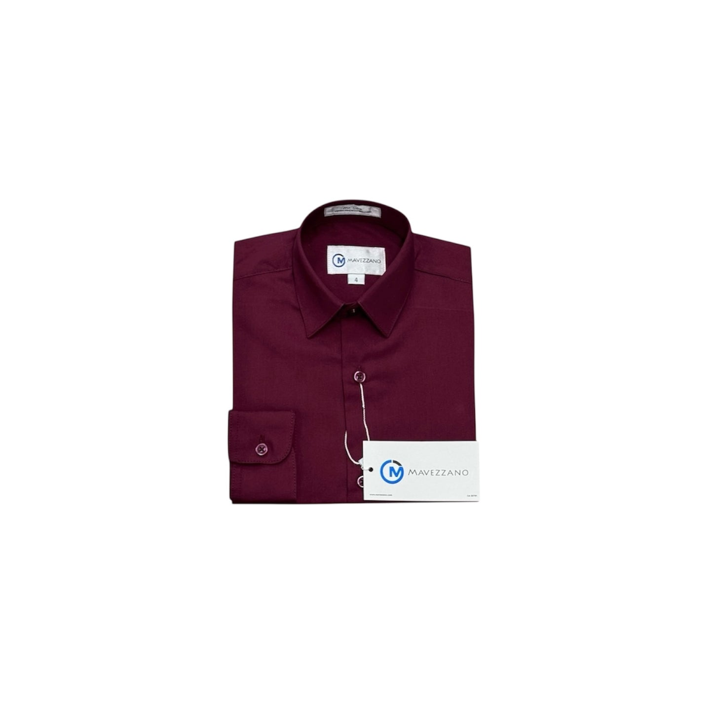 Mavezzano Modern Slim-Fit Long Sleeve Burgundy Dress Shirt