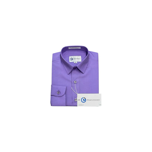Mavezzano Modern Slim-Fit Long Sleeve Lavender Dress Shirt