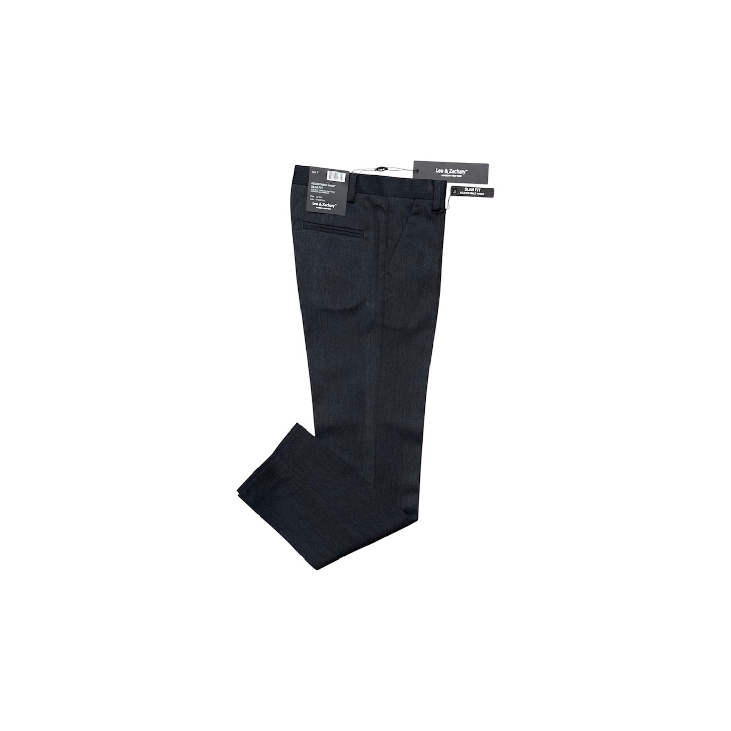 Leo & Zachary Slim-Fit Adjustable Boys’ Charcoal Dress Pants