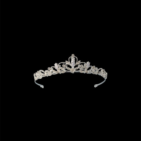 Silver Embroidered Rhinestone Tiara