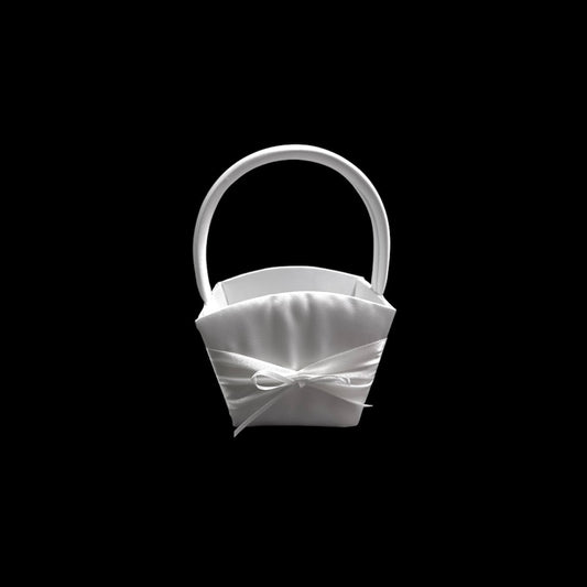 Elegant White Flower Girl Basket – Silk Wedding Petal Basket by Victoria Lynn