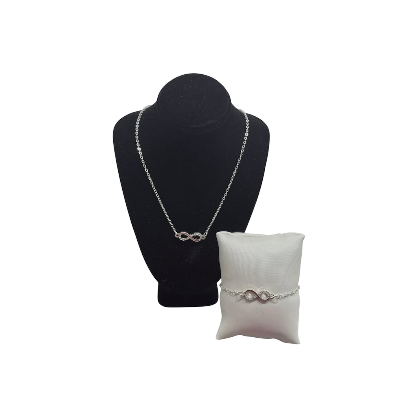Silver Infinity Sparkle Necklace & Bracelet Set