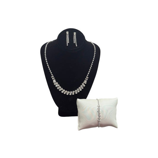 Crystal Elegance Rhinestone Jewelry Set – Necklace, Earrings & Bracelet