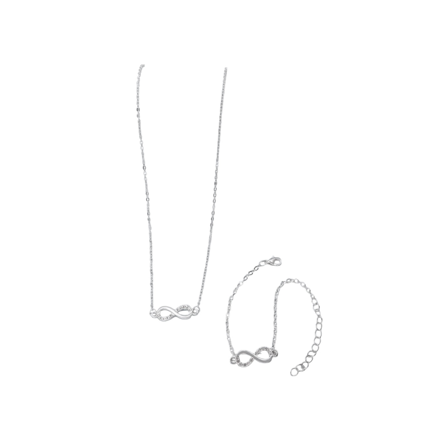 Silver Infinity Sparkle Necklace & Bracelet Set