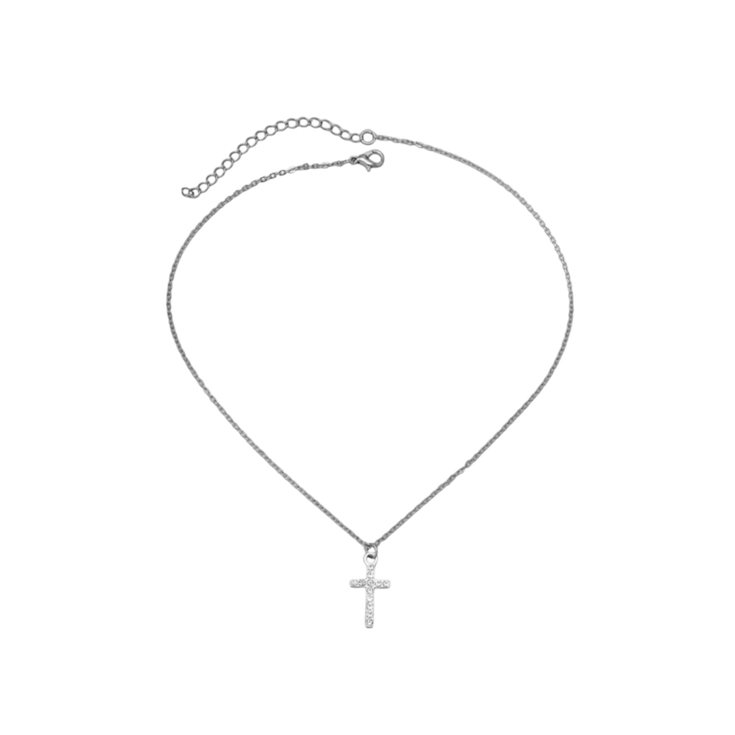 Rhinestone Cubic Zirconia Cross Pendant Necklace