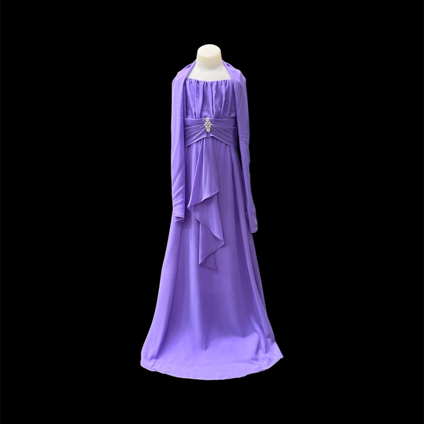 Lilac Long Formal Dress with Matching Shawl