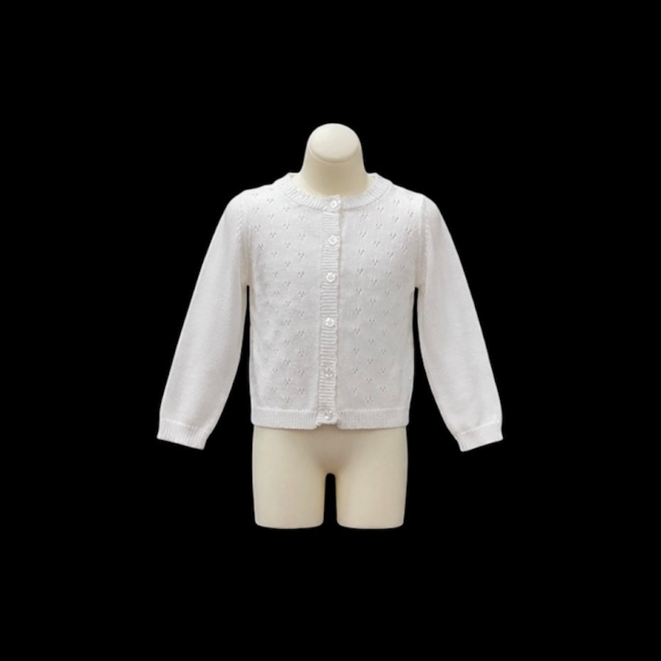 Off White Cotton Knit Cardigan