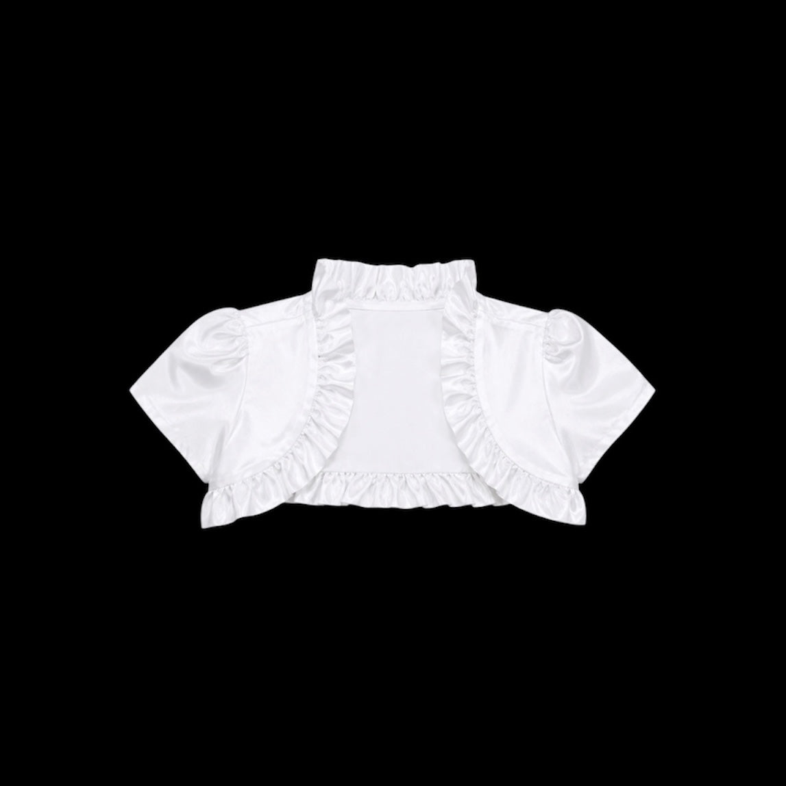 White Short-Sleeve Bolero w/ Ruffle Accents