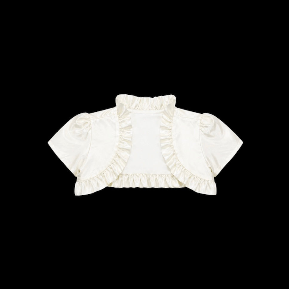 Ivory Short-Sleeve Bolero w/ Ruffle Accents