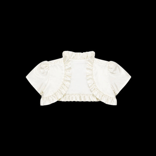 Ivory Short-Sleeve Bolero w/ Ruffle Accents