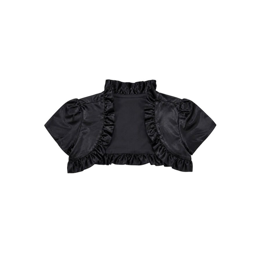 Black Short-Sleeve Bolero w/ Ruffle Accents
