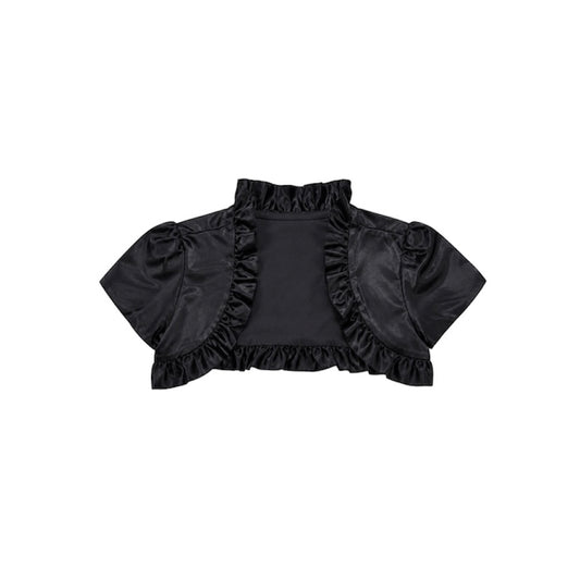 Black Short-Sleeve Bolero w/ Ruffle Accents