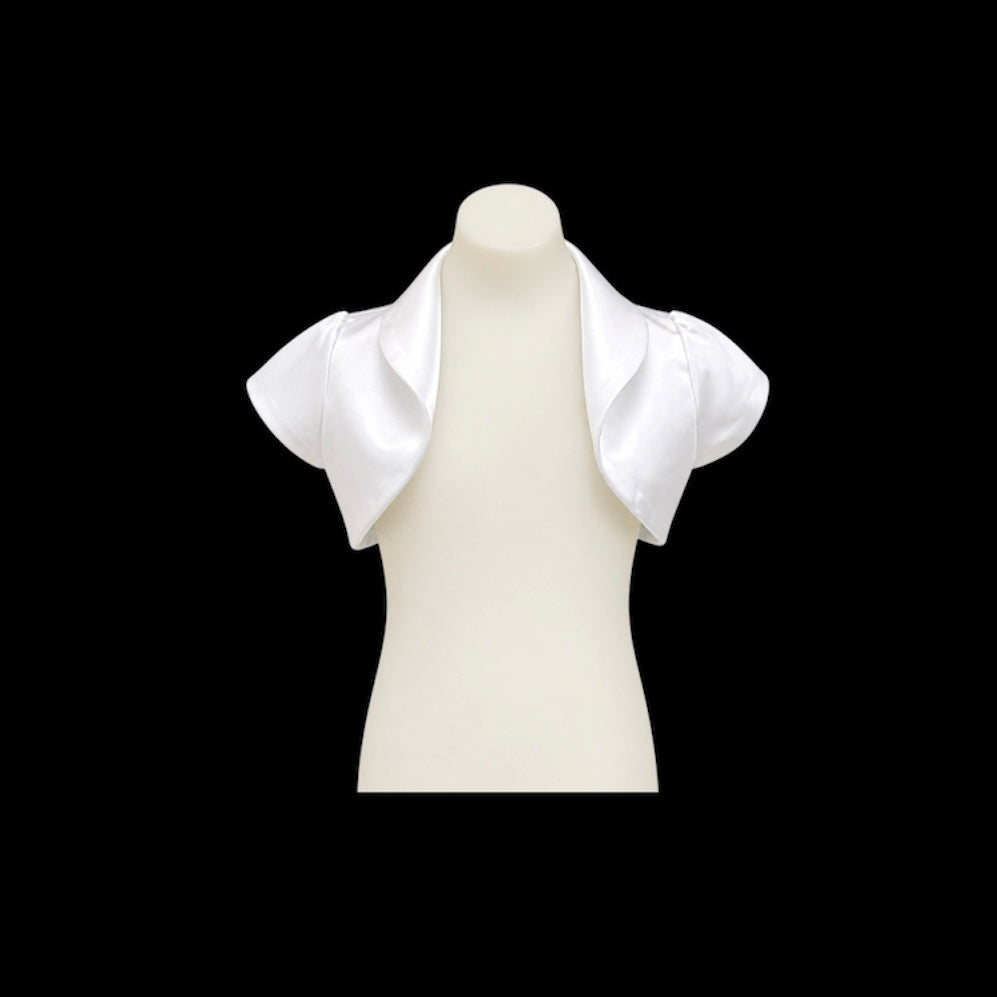 White Satin Short Sleeve Girls Bolero