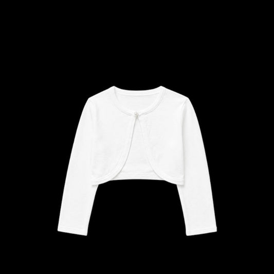Fancy Kids Classic Long Sleeve Bolero Cardigan with Pearl Button Closure