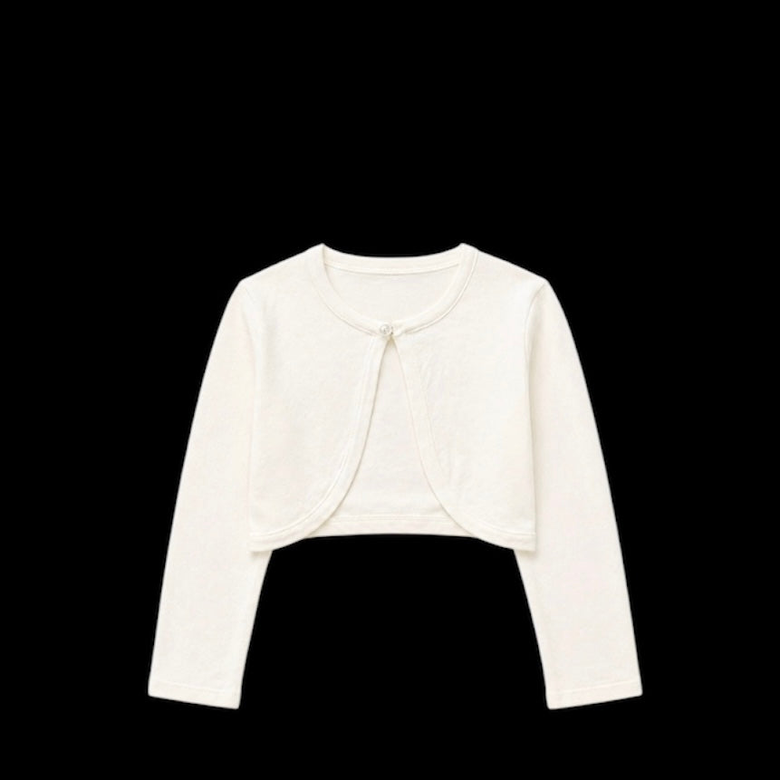 Fancy Kids Classic Long Sleeve Bolero Cardigan with Pearl Button Closure