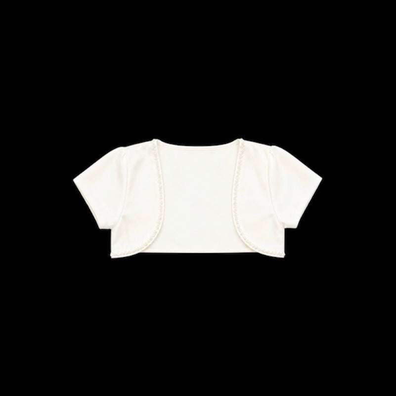 Ivory Short Sleeve Bolero with Pearl Trim