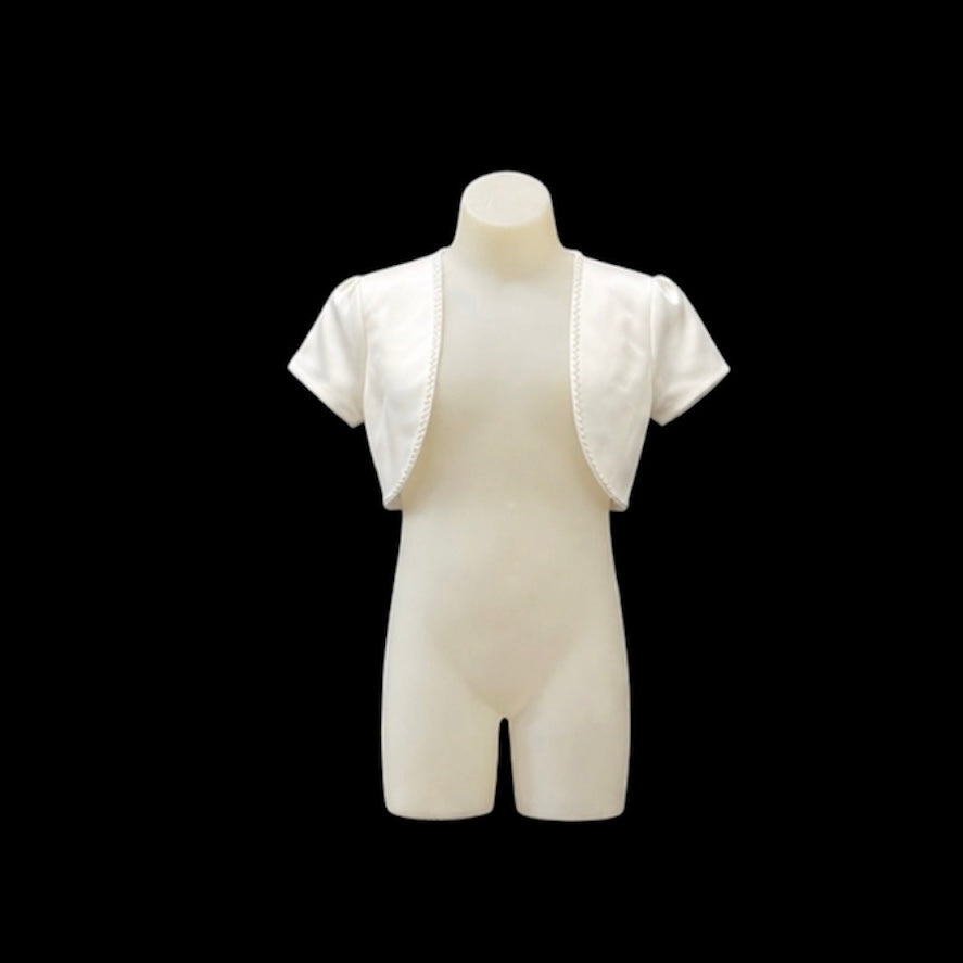 Ivory Short Sleeve Bolero with Pearl Trim