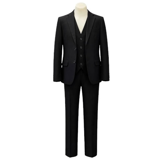 Fouger U.S.A. Boys Black Slim Fit 3-Piece Suit