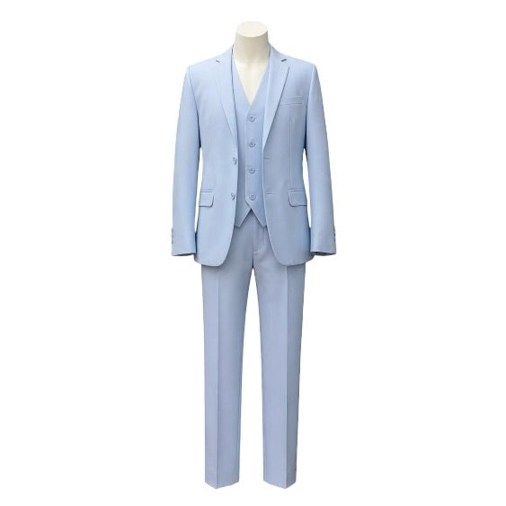 Fouger U.S.A. Boys Light Blue Slim Fit 3-Piece Suit