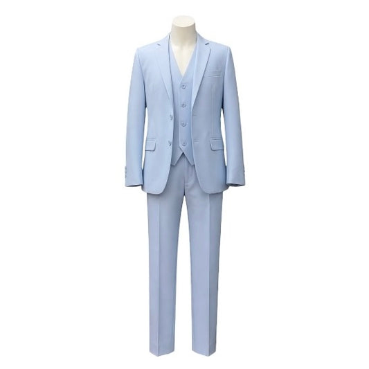 Fouger U.S.A. Boys Light Blue Slim Fit 3-Piece Suit