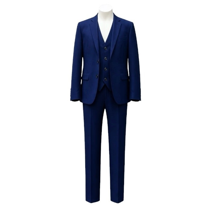 Fouger U.S.A. Boys Indigo Blue Slim Fit 3-Piece Suit