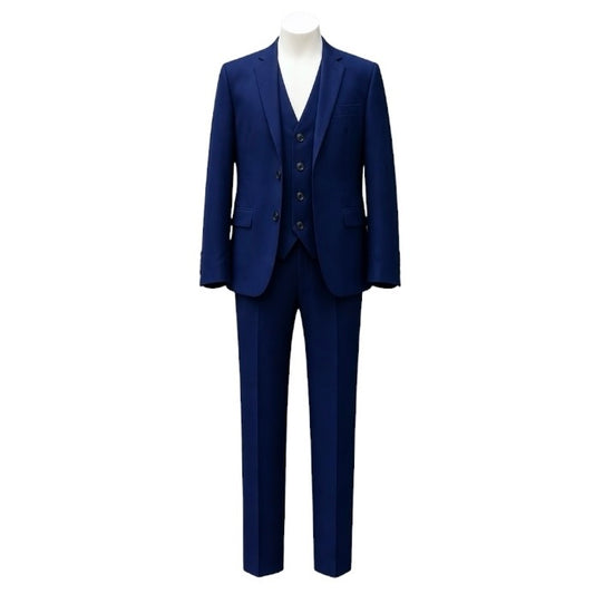 Fouger U.S.A. Boys Indigo Blue Slim Fit 3-Piece Suit