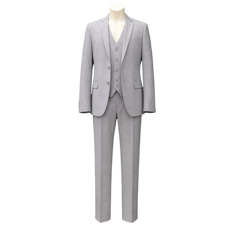 Fouger U.S.A. Boys Light Grey Slim Fit 3-Piece Suit