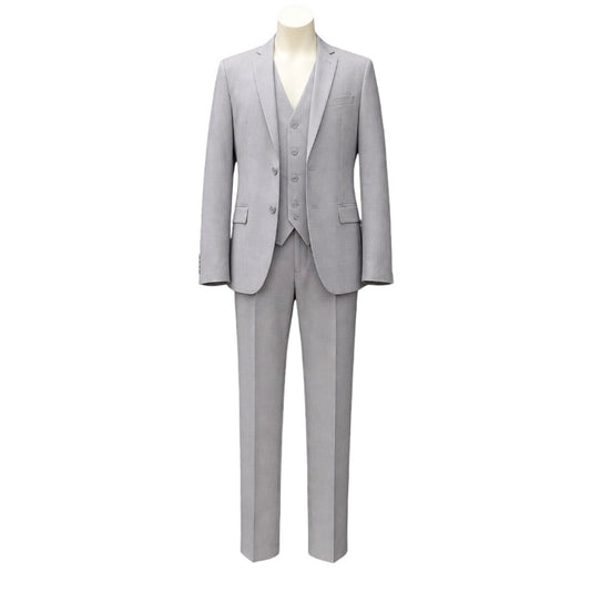 Fouger U.S.A. Boys Light Grey Slim Fit 3-Piece Suit