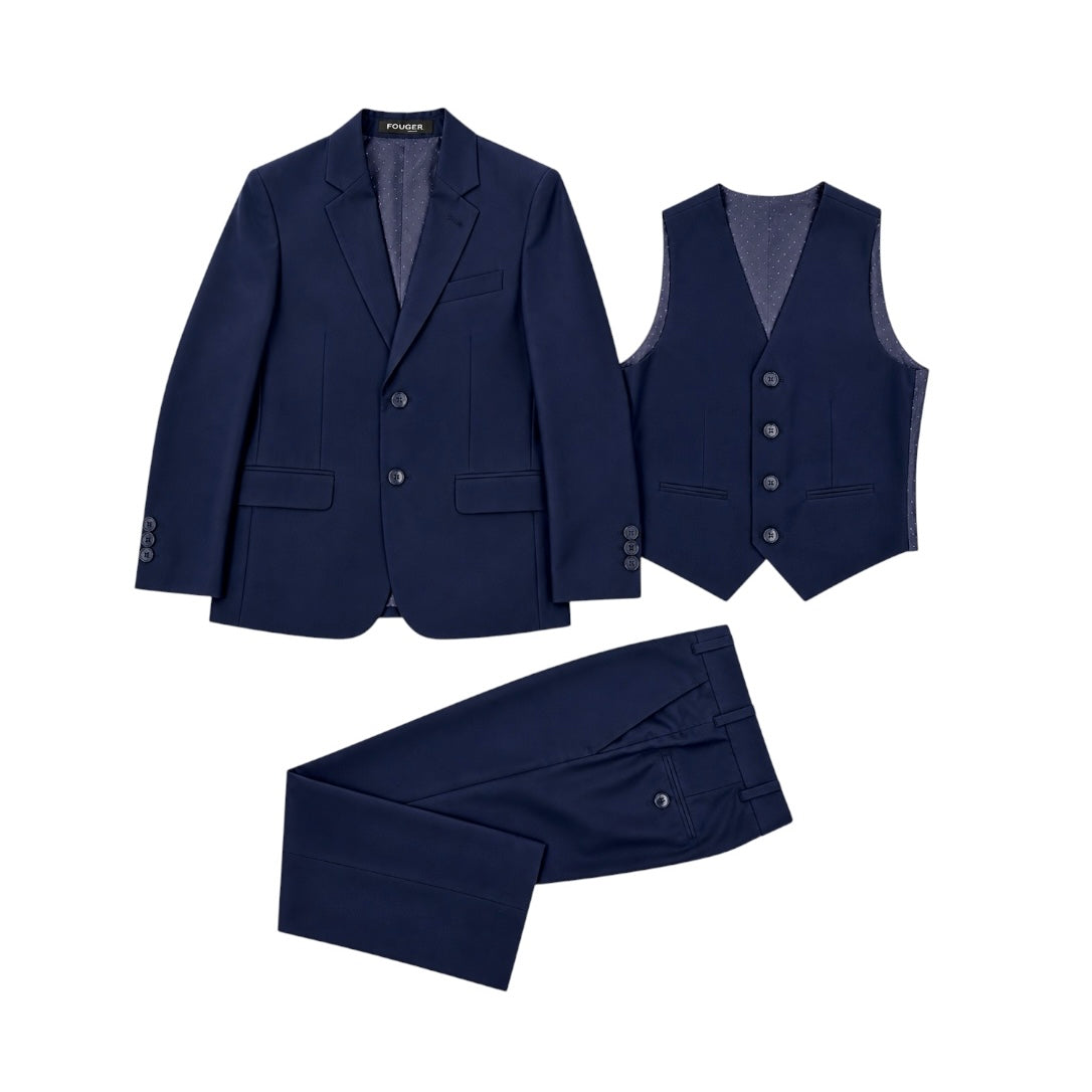 Fouger U.S.A. Boys Navy Slim Fit 3-Piece Suit