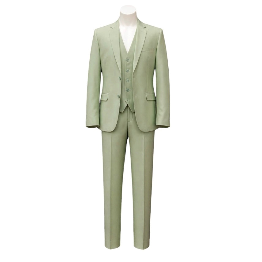 Fouger U.S.A. Boys Sage Green Slim Fit 3-Piece Suit