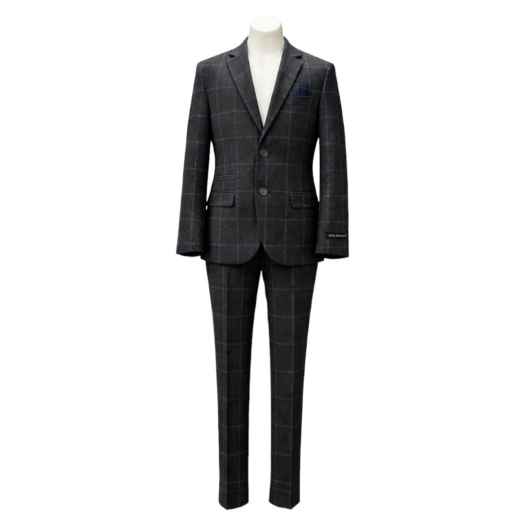 Leo & Zachary Charcoal Dual Stitch Slim Fit 2-Piece Suit