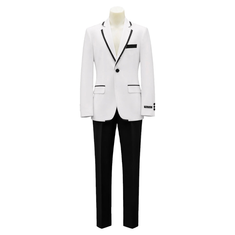 Leo & Zachary White Slim Fit 2-Piece Tuxedo w/ Black Accents